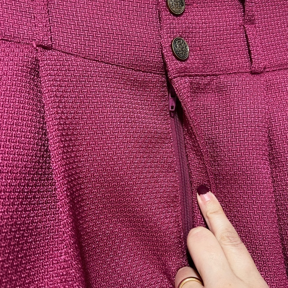 CIDER High Waist Wide Leg Tweed Purple Trouser Pants Sz L - Picture 6 of 7